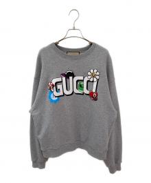 GUCCI（グッチ）の古着「刺繍パッチプリントロゴスウェット」｜グレー