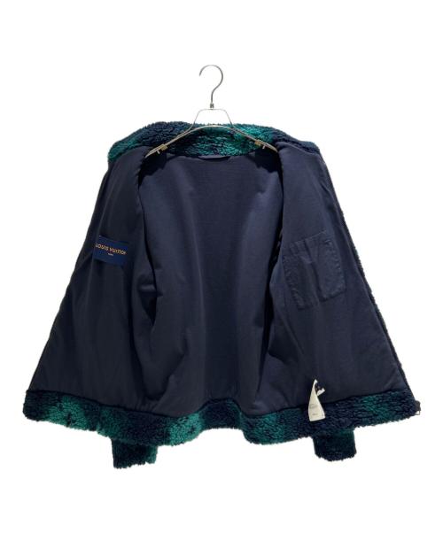 LOUIS VUITTON（ルイ ヴィトン）LOUIS VUITTON (ルイ ヴィトン) モノグラム ジャガード フリースジャケット グリーン×ネイビー サイズ:Mの古着・服飾アイテム