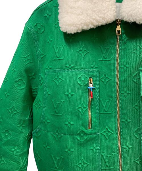 LOUIS VUITTON（ルイ ヴィトン）LOUIS VUITTON (ルイ ヴィトン) 21AW エンボスモノグラムシャーリングカラーワークウェアブルゾン グリーン サイズ:46の古着・服飾アイテム