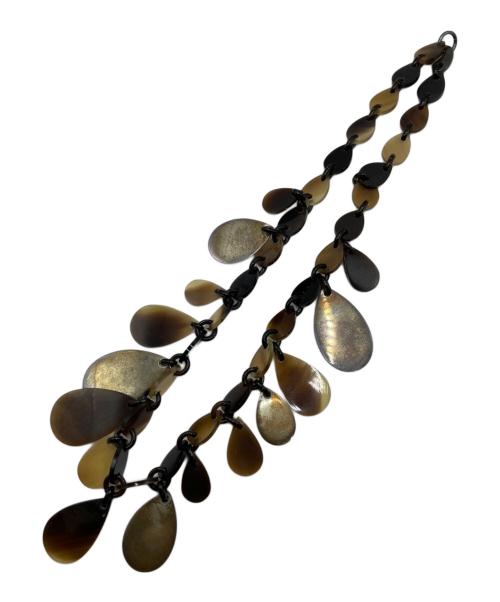 HERMES（エルメス）HERMES (エルメス) ドロップバッファローホーンネックレス ブラウン×シルバーの古着・服飾アイテム