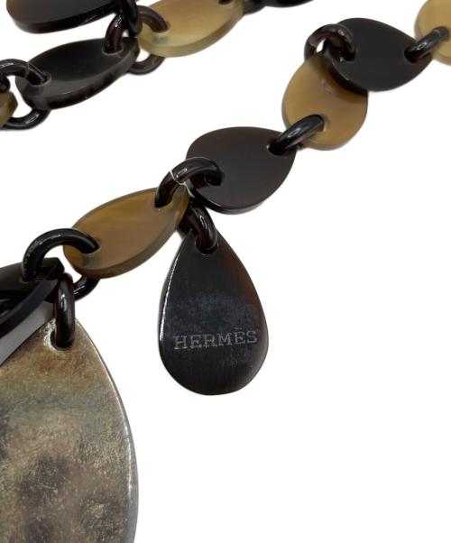 HERMES（エルメス）HERMES (エルメス) ドロップバッファローホーンネックレス ブラウン×シルバーの古着・服飾アイテム