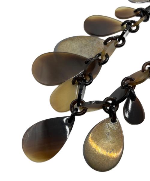 HERMES（エルメス）HERMES (エルメス) ドロップバッファローホーンネックレス ブラウン×シルバーの古着・服飾アイテム