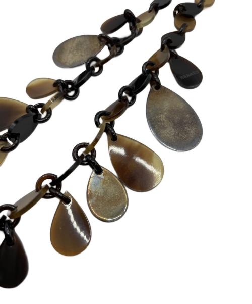 HERMES（エルメス）HERMES (エルメス) ドロップバッファローホーンネックレス ブラウン×シルバーの古着・服飾アイテム