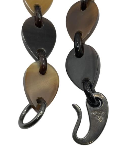 HERMES（エルメス）HERMES (エルメス) ドロップバッファローホーンネックレス ブラウン×シルバーの古着・服飾アイテム