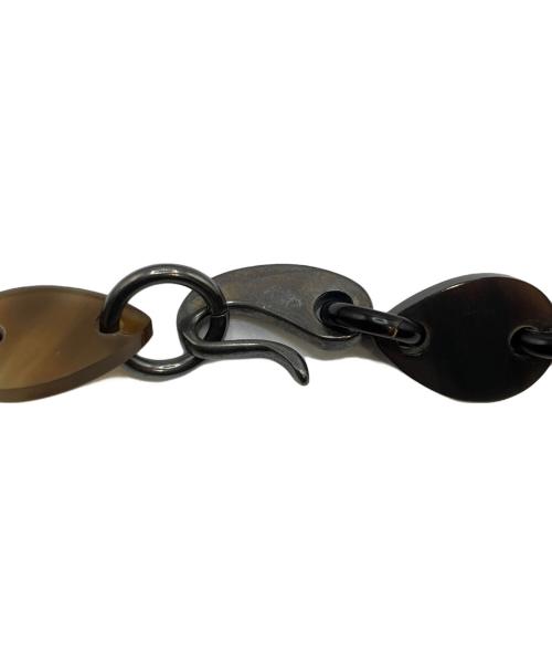 HERMES（エルメス）HERMES (エルメス) ドロップバッファローホーンネックレス ブラウン×シルバーの古着・服飾アイテム