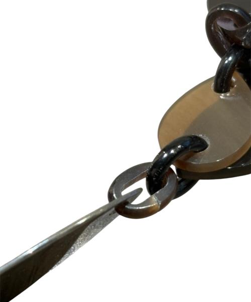 HERMES（エルメス）HERMES (エルメス) ドロップバッファローホーンネックレス ブラウン×シルバーの古着・服飾アイテム