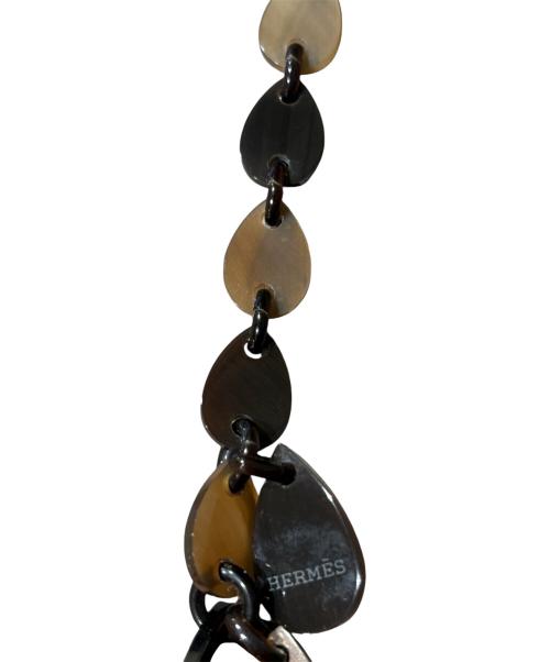 HERMES（エルメス）HERMES (エルメス) ドロップバッファローホーンネックレス ブラウン×シルバーの古着・服飾アイテム