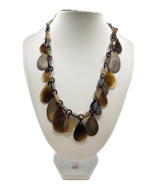 HERMES（エルメス）HERMES (エルメス) ドロップバッファローホーンネックレス ブラウン×シルバーの古着・服飾アイテム