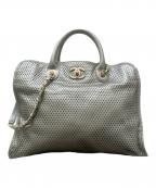 CAHNELシャネル）の古着「フレンチリビエラ / ココマーク パンチングメッシュ 2WAYバッグ」｜シルバー