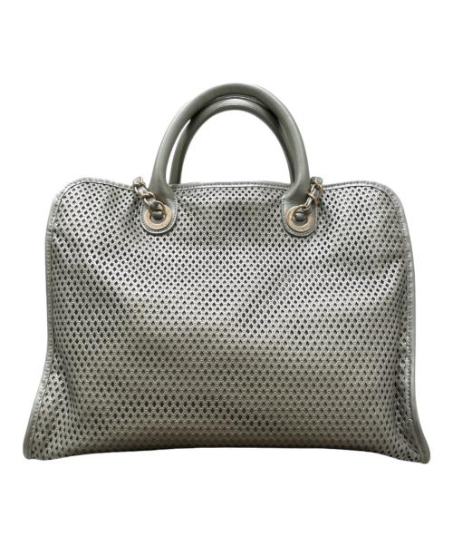 CAHNEL（シャネル）CAHNEL (シャネル) フレンチリビエラ / ココマーク パンチングメッシュ 2WAYバッグ シルバーの古着・服飾アイテム
