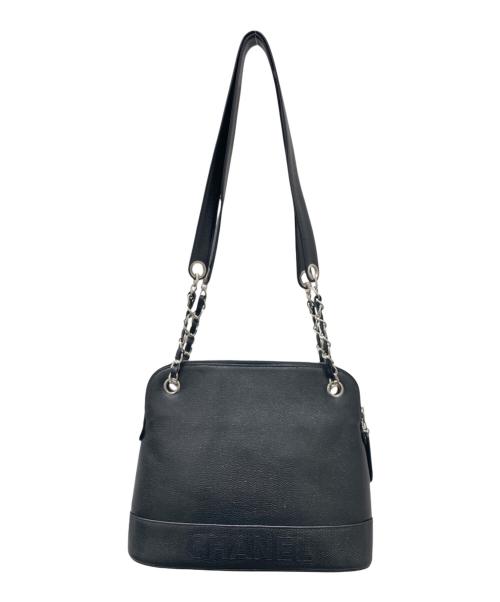 CHANEL（シャネル）CHANEL (シャネル) ロゴチェーンショルダーバッグ ブラックの古着・服飾アイテム