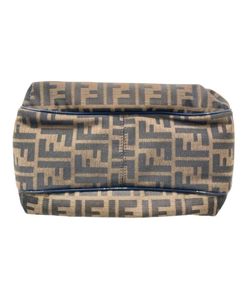 FENDI（フェンディ）FENDI (フェンディ) ズッカエナメルキャンバスハンドバッグ ネイビー×ブラウンの古着・服飾アイテム