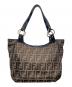 FENDI (フェンディ) ズッカエナメルキャンバスハンドバッグ ネイビー×ブラウン：60000円