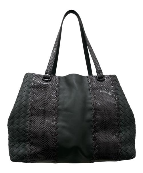 BOTTEGA VENETA（ボッテガベネタ）BOTTEGA VENETA (ボッテガベネタ) イントレチャート ナッパ アイヤーズ トートバッグ グレーの古着・服飾アイテム