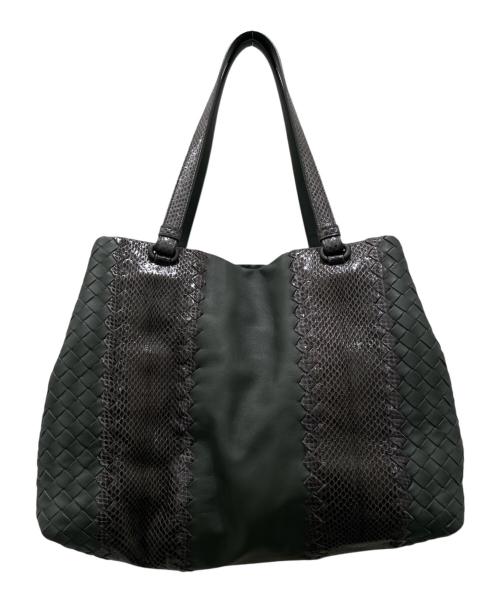 BOTTEGA VENETA（ボッテガベネタ）BOTTEGA VENETA (ボッテガベネタ) イントレチャート ナッパ アイヤーズ トートバッグ グレーの古着・服飾アイテム