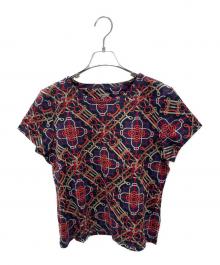 HERMES（エルメス）の古着「総柄Tシャツ」｜ネイビー×レッド