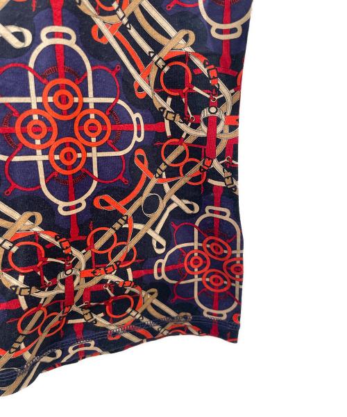 HERMES（エルメス）HERMES (エルメス) 総柄Tシャツ ネイビー×レッド サイズ:42の古着・服飾アイテム