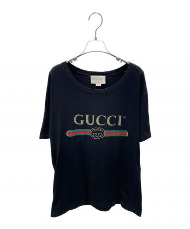 中古・古着通販】GUCCI (グッチ) ロゴTシャツ ブラック サイズ:M