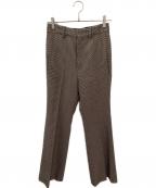 MADISON BLUEマディソンブルー）の古着「千鳥格子 ハイウエストフレアパンツ」｜オリーブ