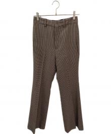 MADISON BLUE（マディソンブルー）の古着「千鳥格子 ハイウエストフレアパンツ」｜オリーブ