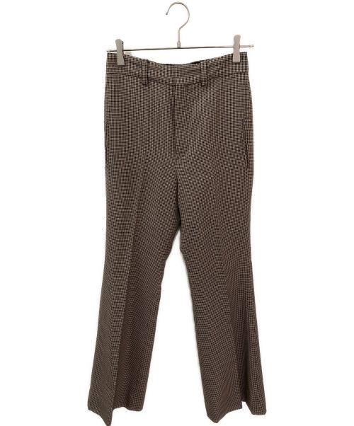 MADISON BLUE（マディソンブルー）MADISON BLUE (マディソンブルー) 千鳥格子 ハイウエストフレアパンツ オリーブ サイズ:2の古着・服飾アイテム