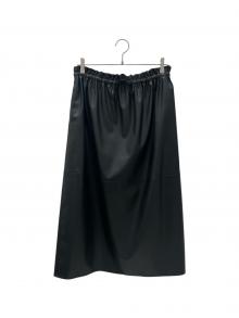 DRAWER（ドゥロワー）の古着「PRE Leather-Like Drawstring SKIRT」｜ブラック
