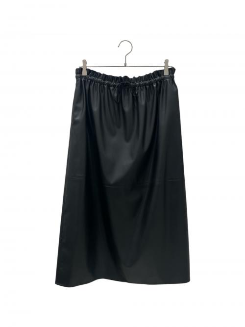 DRAWER（ドゥロワー）DRAWER (ドゥロワー) PRE Leather-Like Drawstring SKIRT ブラック サイズ:38の古着・服飾アイテム