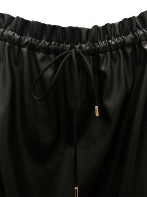 DRAWER（ドゥロワー）DRAWER (ドゥロワー) PRE Leather-Like Drawstring SKIRT ブラック サイズ:38の古着・服飾アイテム