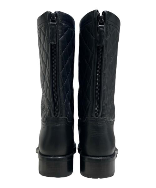 CHANEL（シャネル）CHANEL (シャネル) ココマーク マトラッセ バックジップ レザーブーツ ブラック サイズ:38 1/2の古着・服飾アイテム