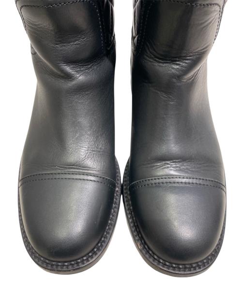 CHANEL（シャネル）CHANEL (シャネル) ココマーク マトラッセ バックジップ レザーブーツ ブラック サイズ:38 1/2の古着・服飾アイテム