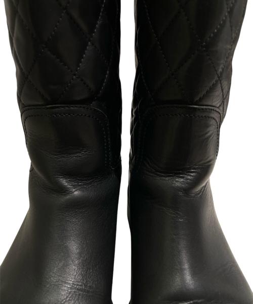 CHANEL（シャネル）CHANEL (シャネル) ココマーク マトラッセ バックジップ レザーブーツ ブラック サイズ:38 1/2の古着・服飾アイテム