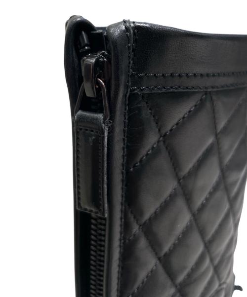 CHANEL（シャネル）CHANEL (シャネル) ココマーク マトラッセ バックジップ レザーブーツ ブラック サイズ:38 1/2の古着・服飾アイテム