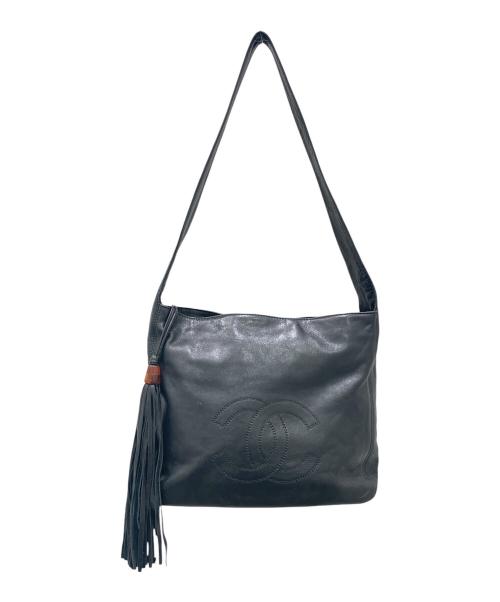 CHANEL（シャネル）CHANEL (シャネル) ココマークフリンジレザーショルダーバッグ ブラックの古着・服飾アイテム