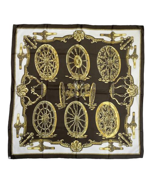 HERMES（エルメス）HERMES (エルメス) カレ90《Roues de Canon（大砲の車輪） ブラウン サイズ:90の古着・服飾アイテム