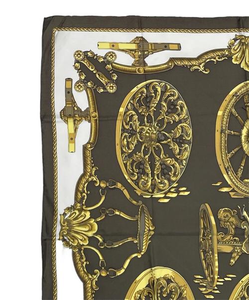 HERMES（エルメス）HERMES (エルメス) カレ90《Roues de Canon（大砲の車輪） ブラウン サイズ:90の古着・服飾アイテム