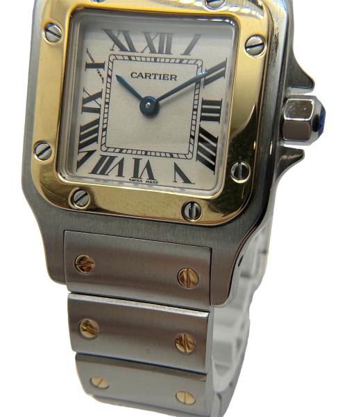 Cartier（カルティエ）Cartier (カルティエ) Santos Galbee サントスガルべSM コンビ Ref.W20012C4 アイボリー文字盤 サイズ:SM/スモール/15.0cm/36.0mm×25.0mmの古着・服飾アイテム