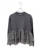 ESTNATIONエストネーション）の古着「シアー ペプラム フレア ニット」｜グレー