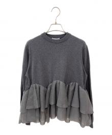ESTNATION（エストネーション）の古着「シアー ペプラム フレア ニット」｜グレー