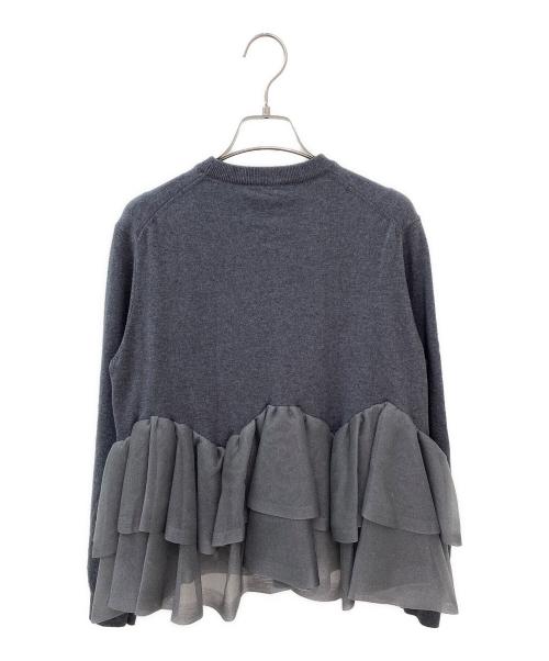 ESTNATION（エストネーション）ESTNATION (エストネーション) シアー ペプラム フレア ニット グレー サイズ:Ｆの古着・服飾アイテム