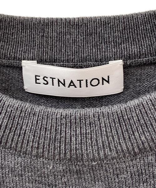 ESTNATION（エストネーション）ESTNATION (エストネーション) シアー ペプラム フレア ニット グレー サイズ:Ｆの古着・服飾アイテム