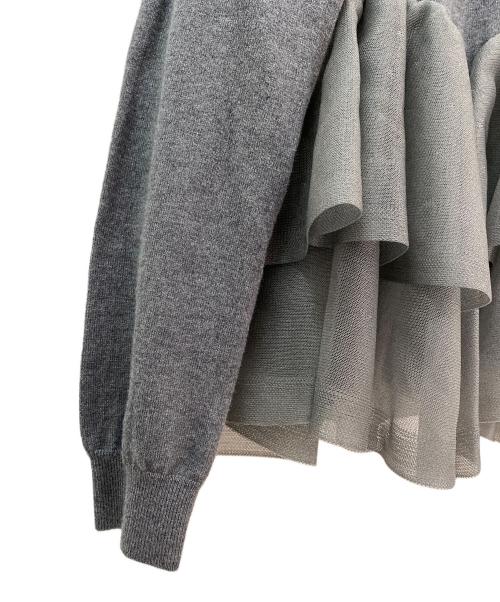 ESTNATION（エストネーション）ESTNATION (エストネーション) シアー ペプラム フレア ニット グレー サイズ:Ｆの古着・服飾アイテム