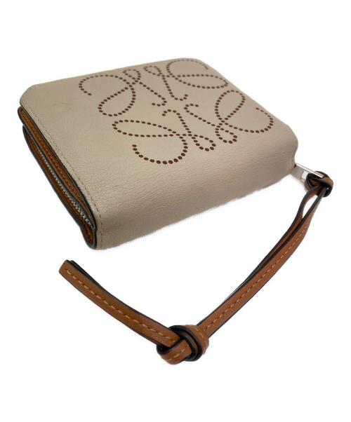 LOEWE（ロエベ）LOEWE (ロエベ) アナグラム ジップウォレット ベージュ×ブラウンの古着・服飾アイテム