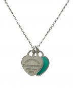 TIFFANY & Co.ティファニー）の古着「ミニダブルハートネックレス」｜シルバー×ブルー