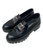 CHANELシャネル）の古着「ココマーク レザー厚底ローファー」｜ブラック