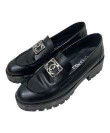 CHANEL（シャネル）の古着「ココマーク レザー厚底ローファー」｜ブラック