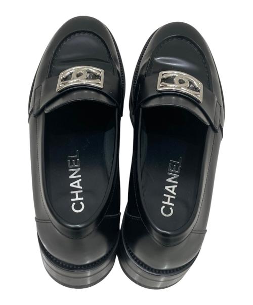 CHANEL（シャネル）CHANEL (シャネル) ココマーク レザー厚底ローファー ブラック サイズ:38の古着・服飾アイテム