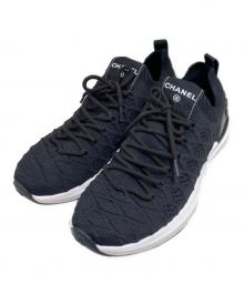 CHANEL（シャネル）の古着「20B ココマーク ニット ロゴ スニーカー」｜ブラック