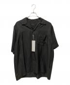 COMOLIコモリ）の古着「24SS ウールシルク 半袖オープンカラーシャツ」｜チャコール