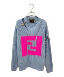 FENDI×VERSACE（フェンディ×ヴェルサーチェ）の古着「Cut Out Jumper ニット」｜スカイブルー
