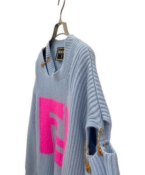 FENDI（フェンディ）FENDI (フェンディ) VERSACE (ヴェルサーチェ) Cut Out Jumper ニット スカイブルー サイズ:44の古着・服飾アイテム